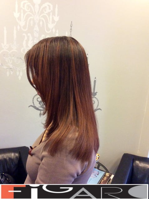 Bronde Hair Brown to Soft Caramel Medium Length done by figaro salon 