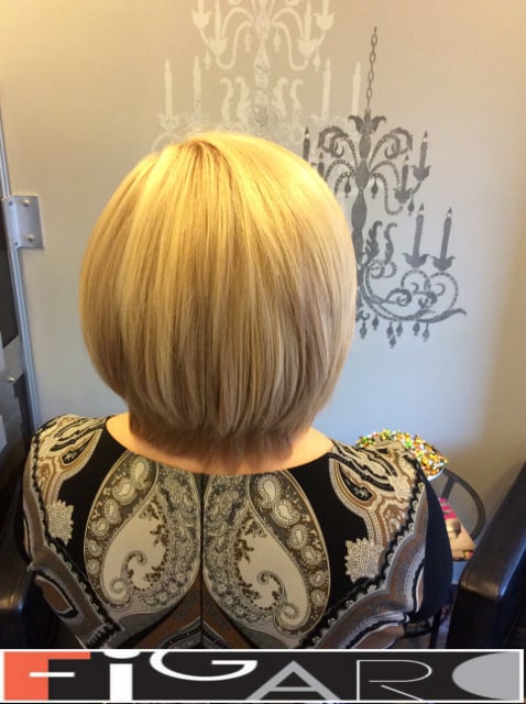 Blonde hair with Platinum Highlights by Figaro Hair Salon Toronto