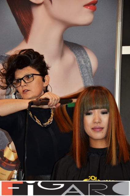 Lob Cut (Long Bob), Blonde Rose and Grey Streaks by Figaro - Best Toronto's hair Salon