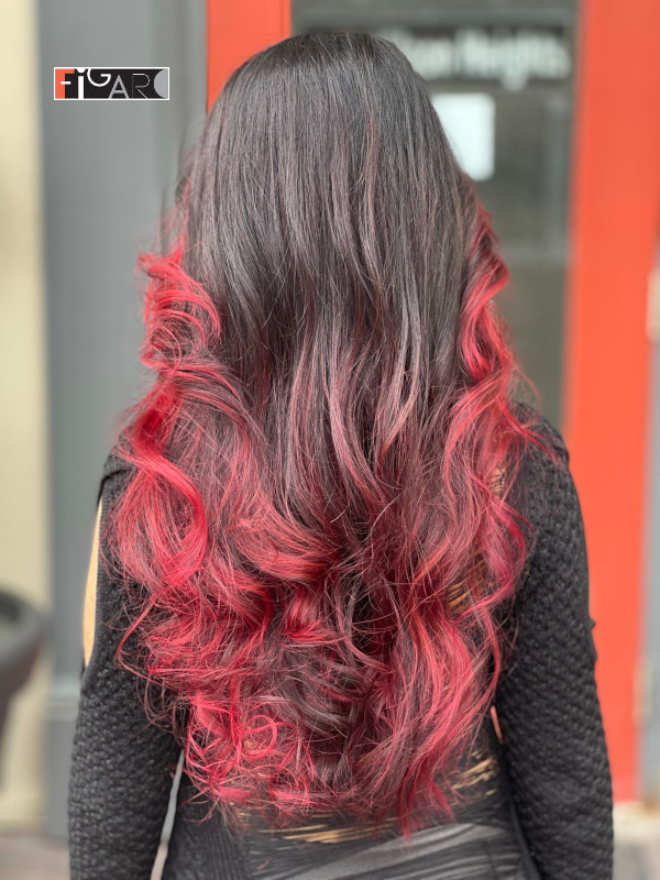 2021 Red Balayge by good top rated hair salon