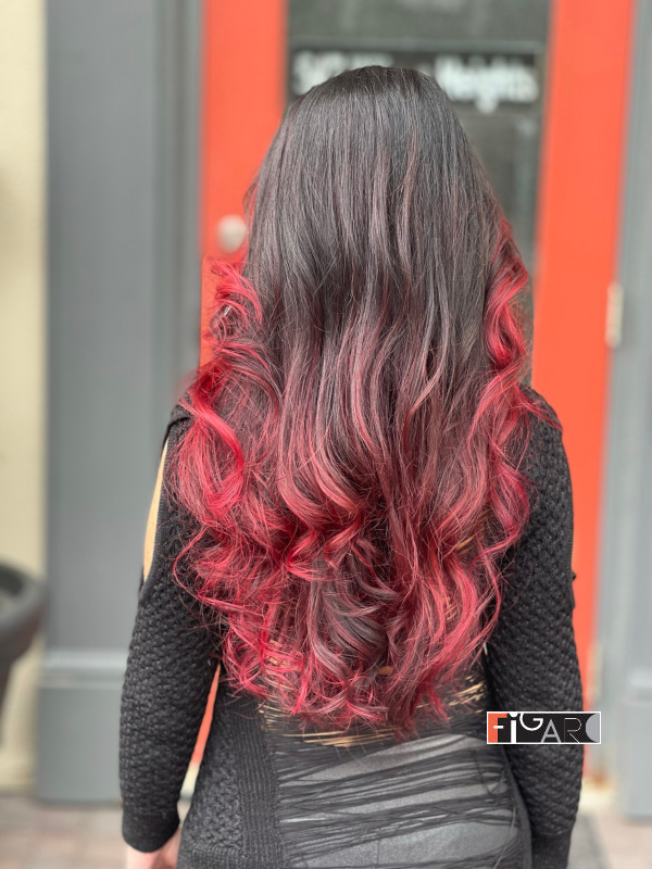2021 red balayge by best hair salon