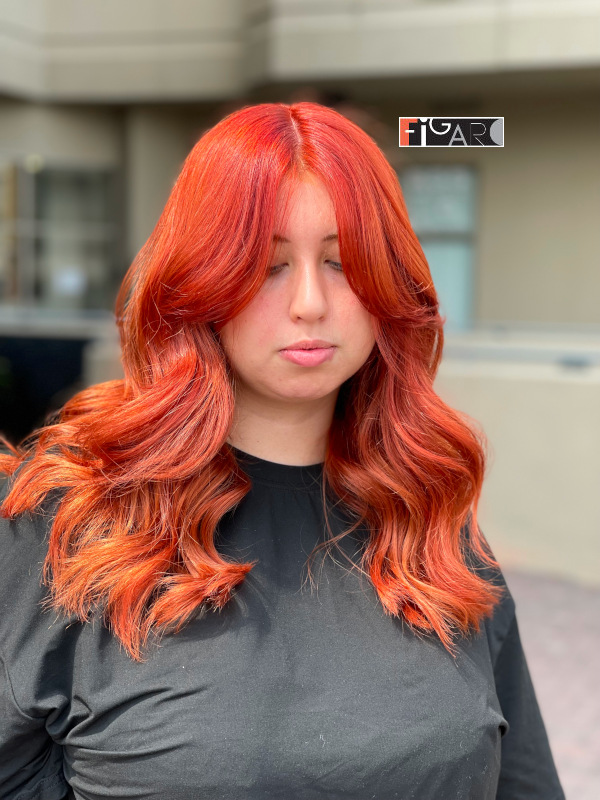 copper red balayge by Figaro salon leading hair salon