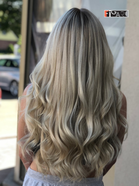 2020 Balayage highlights by Award winning Figaro Salon in Toronto.