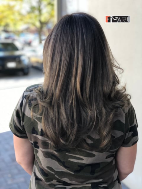 2020 Balayage highlights by Award winning Figaro Salon in Toronto.