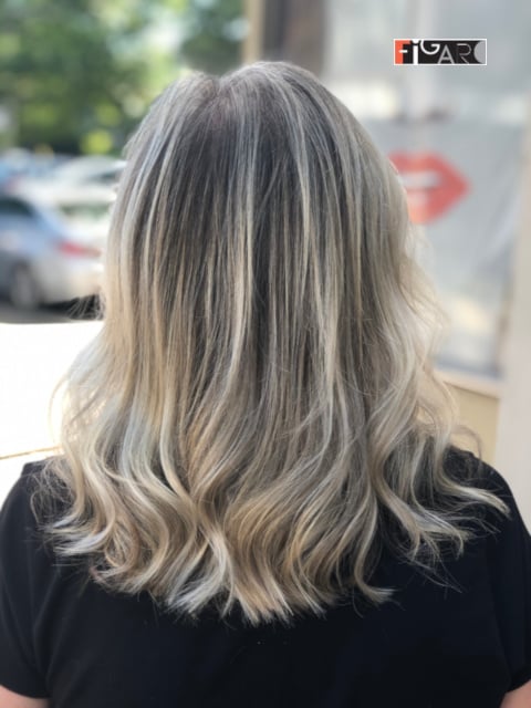 2020 Balayage highlights by Award winning Figaro Salon in Toronto.