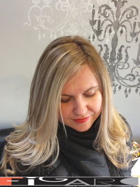 Platinum Blond Balayage Highlights by Award winning Figaro Salon-BEST in Toronto.