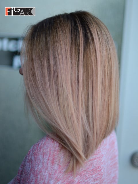 Rose Gold Balayage 2019 highlights by Award winning  Figaro Salon-BEST in Toronto.