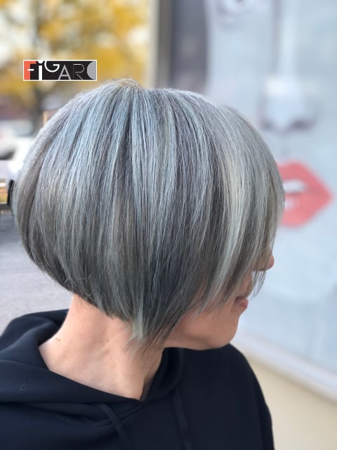 2020 Assymentrical Short Bob Cut Platinum Hair by Figaro Salon