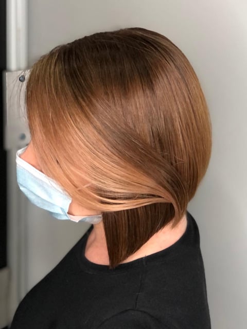 Hair color contouring in Toronto. We use Olaplex L'oreal Goldwell