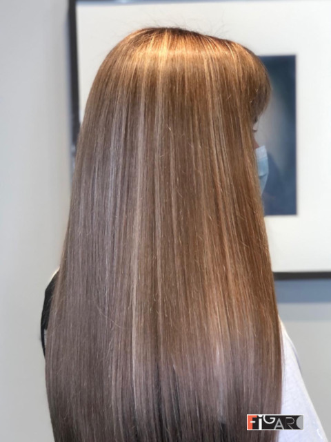 Bronde Hair Brown to Soft Caramel Medium Lengt10 done by figaro salon 
