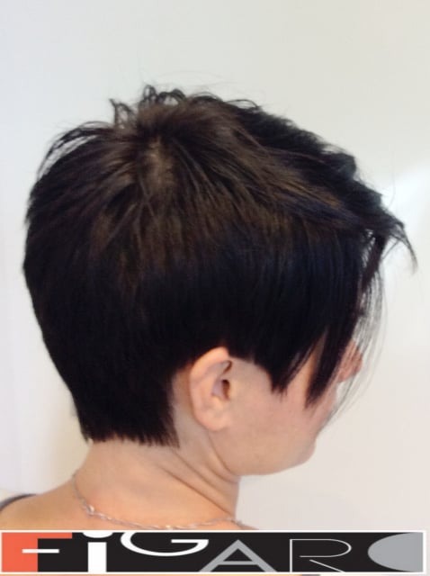 Short Asymmetrical Pixie by Figaro salon team