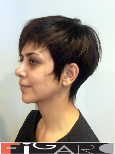 Short pixie hair cut for Brunette