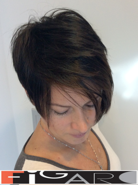 Short Asymmetrical Pixie cut by Figaro Hair Salon Toronto