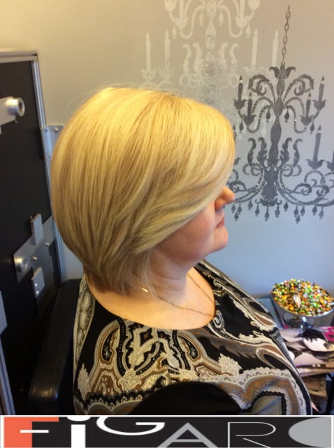 Blonde hair with Platinum Highlights by Figaro Hair Salon Toronto