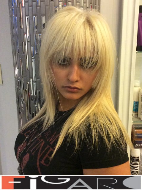Platinum Blonde, Shoulder Length Figaro Hair Salon Toronto